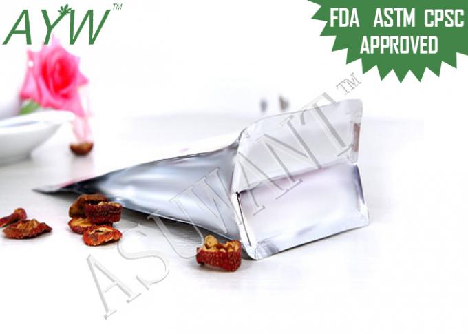 Flat Bottom Gusset Bags For Food , Clear Plastic Bags With Silver Laminated Aluminum Foil