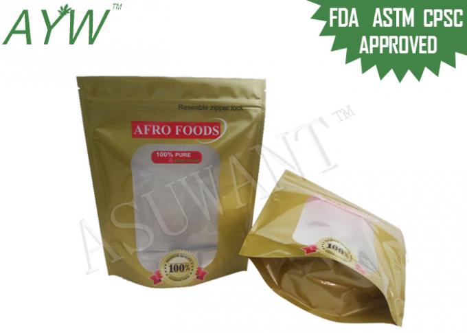 130 Mic Resealable Ziplock Food Packaging Bags FDA PET / PEFor Organic Beans