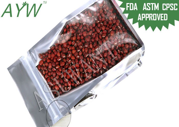 Flat Bottom Gusset Bags For Food , Clear Plastic Bags With Silver Laminated Aluminum Foil