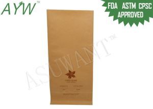 Eight Side Sealed Coffee Tea Bags Flat Bottom Kraft Paper With Top Load