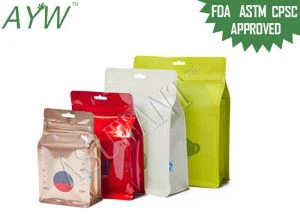 Glossy / Matte Reclosable Flat Bottom Plastic Bags With Transparent Tea Pot Window