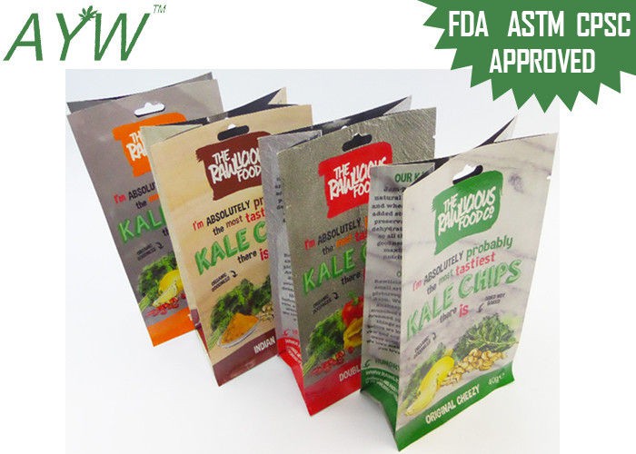 Stand Up Paper Flat Bottom Bags Moisture Proof For Dried Banana / Fruit