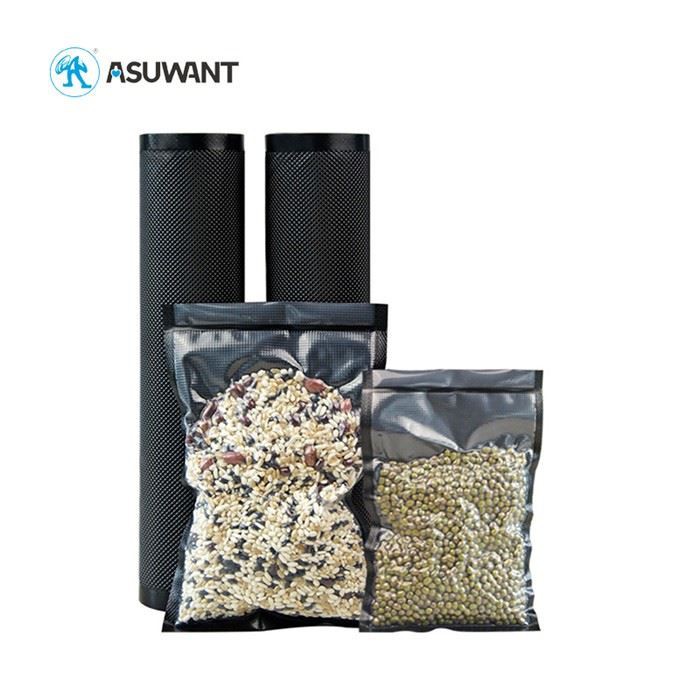 Heat Sealing PE Black Food Storage Vacuum Bags Plastic Food Protective