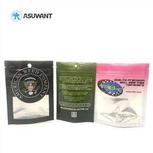 Custom Smell Proof Mylar Packaging Resealable Matte Stand Up Pouch Plastic Zipper Bag With Clear Window
