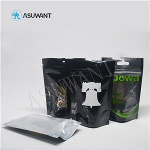 Recycled Marajuana Thc Edible Packaging Bag Black Foil Weed Stand Up Pouch