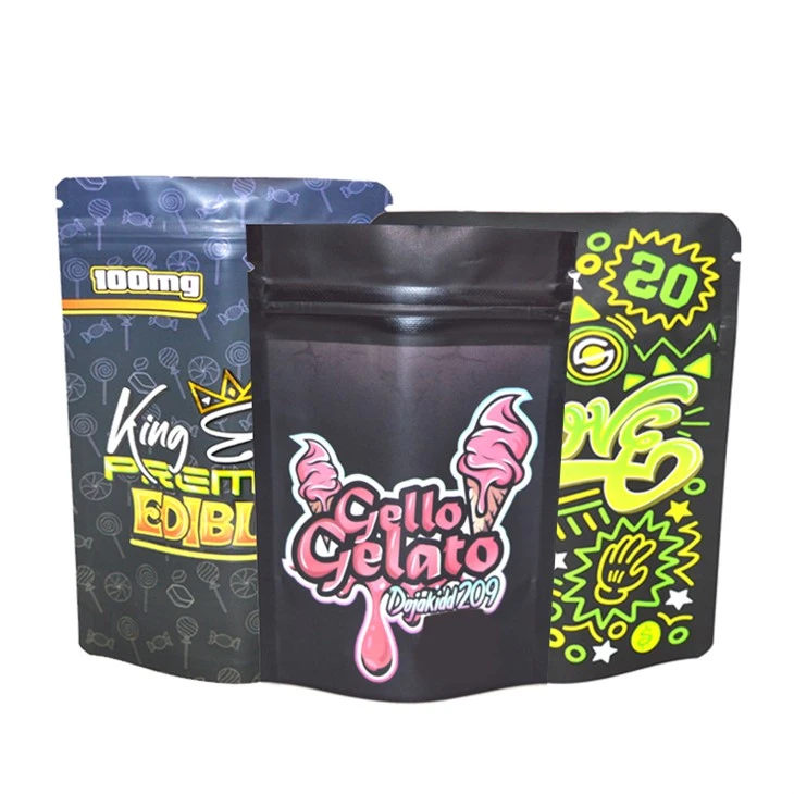 Small Smell Proof Black Mylar Zip Lock Foil Bags Dispensary Medical Packaging