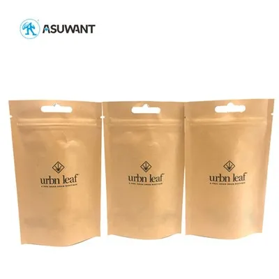 Multi Purpose Kraft Paper Ziplock Bag , ASTM Stand Up Kraft Coffee Bags With Valve