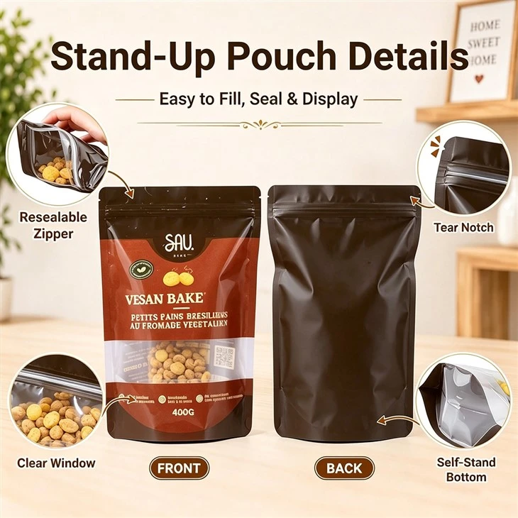 Custom Printed Recyclable Small Food Grade Aluminium Foil Plastic Ziplock Stand Up Pouches Bags factory