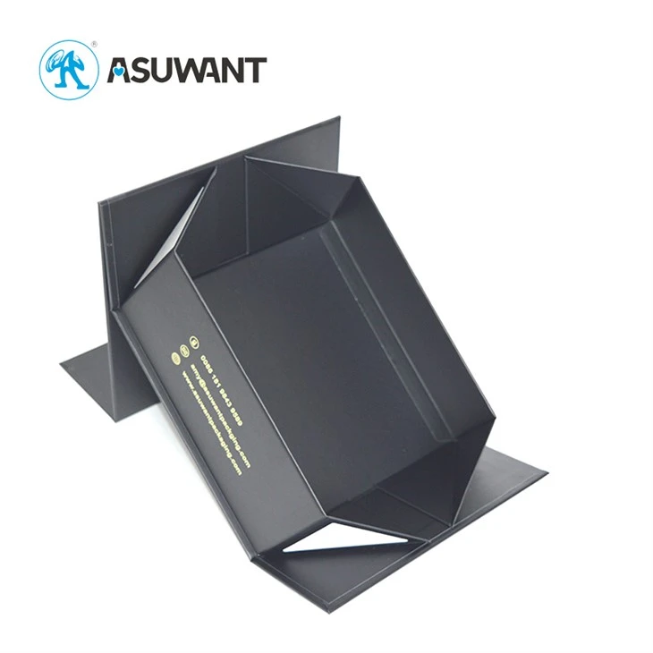 Custom Recycled Luxury Black Cardboard Paper Packaging Box UV Coating Magnetic Closure Hot Stamping Embossing suppliers