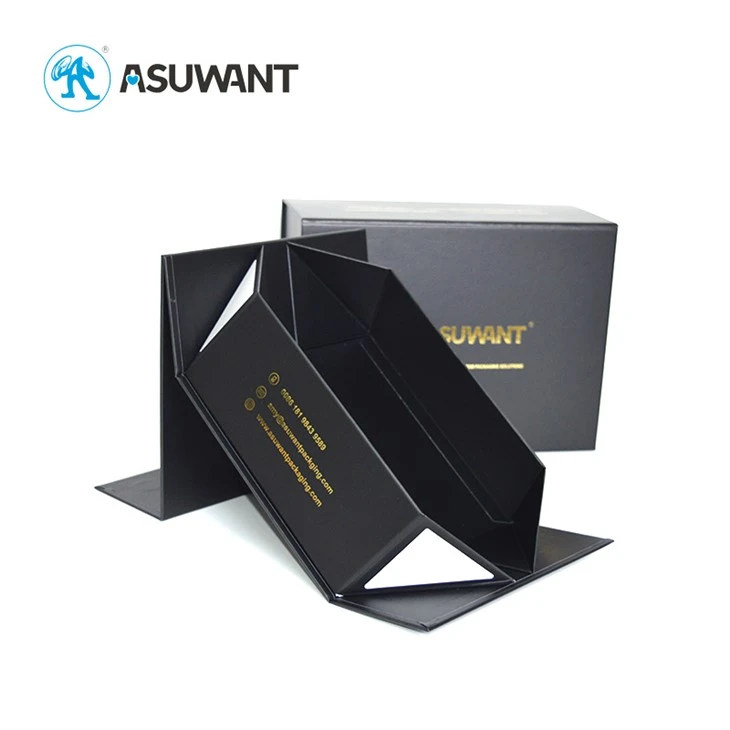 Custom Recycled Luxury Black Cardboard Paper Packaging Box UV Coating Magnetic Closure Hot Stamping Embossing high quality