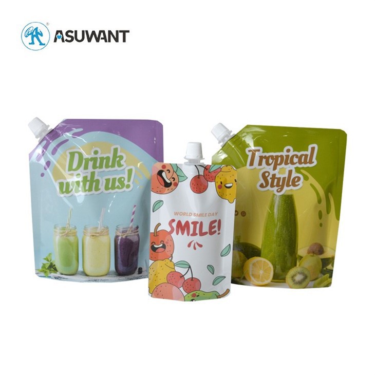 Biodegradable Drink Spouted Stand Up Pouch Bag For Juice Filling With Nozzle factory