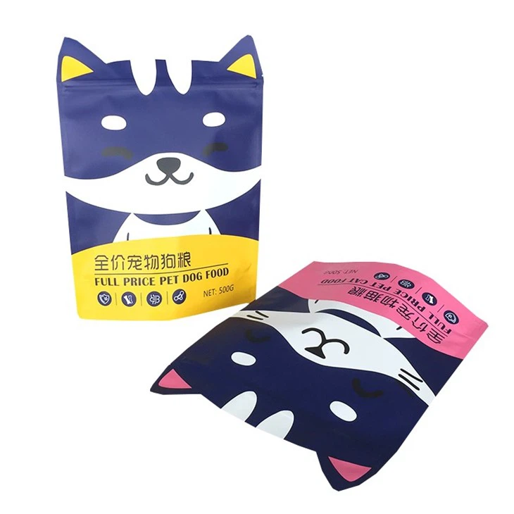 Irregular Shaped Die Cut Pet Dog Food Bags Custom Logo Printed Resealable Cat Food Stand Up Zipper Pouch