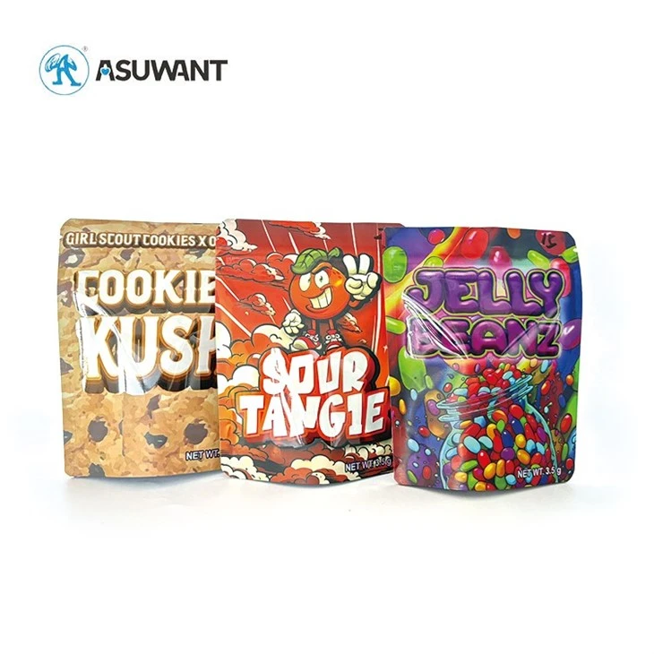 Custom Print Smell Proof Stand Up Pouch Herb Packaging 3.5g 8th 3.5 Mylar Bags
