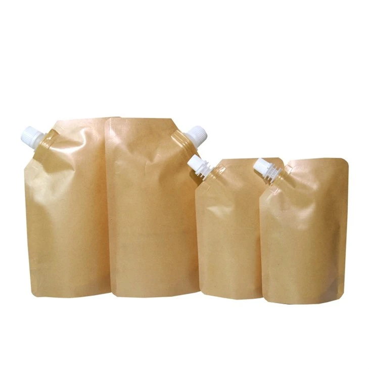 Eco-friendly Kraft Paper Spout Pouches Doypack Juice Pouch Pouches For Liquid