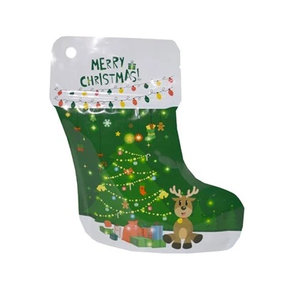 Biodegradable Packaging Irregular Smell Proof Christmas Special Die Cut Compostable Bags Custom Socks Packaging With Hanger