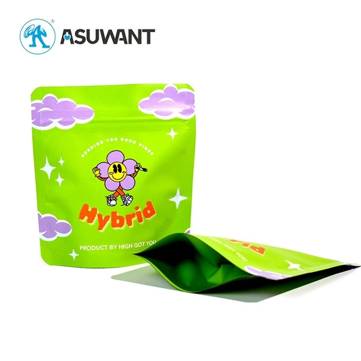 Smell Proof Edible Plastic Zipper Lock Food Packaging Customized Matte Digital Printing Stand Up Pouch Bag